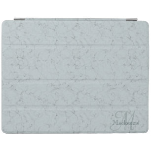 Custom Name Monogram Elegant Marble Dusty Blue iPad Smart Cover