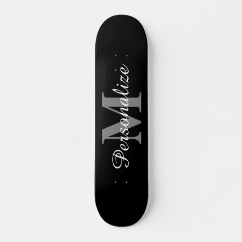Custom name monogram elegant skateboard deck