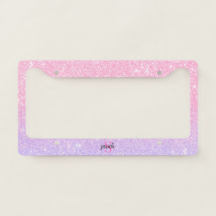 Custom Name Monogram Elegant Sparkle Glitter License Plate Frame