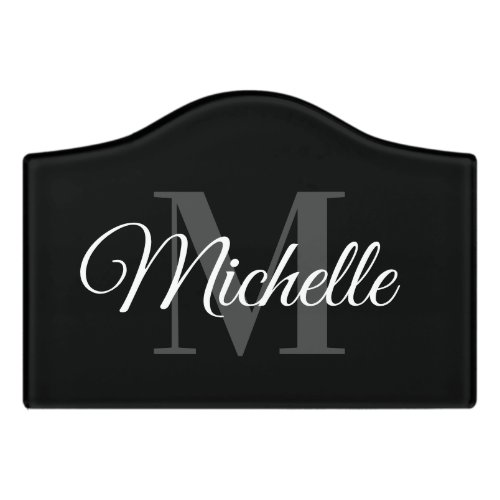 Custom name monogram elegant typography welcome door sign