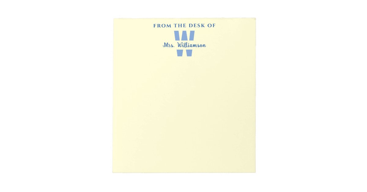 Custom Name Monogram From The Desk Of Teacher Notepad | Zazzle