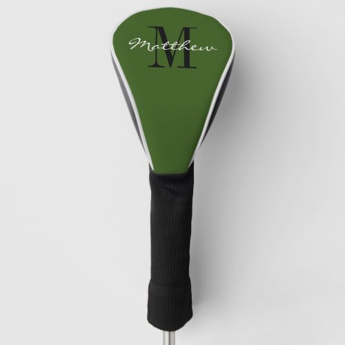 Custom name monogram green golf head driver cover