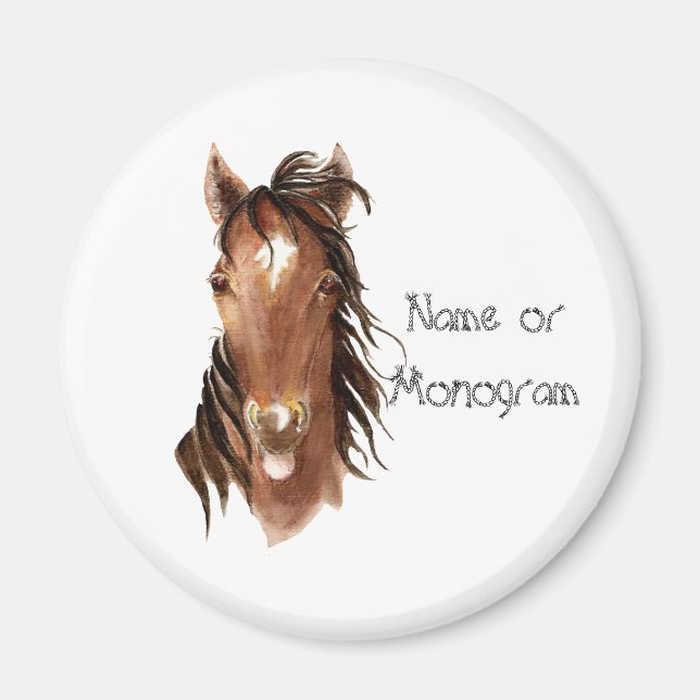 Custom Name Monogram Horse with Attitude Magnet (Front)