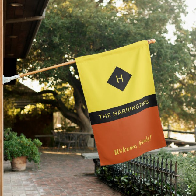Custom name & monogram house flag (In SItu)