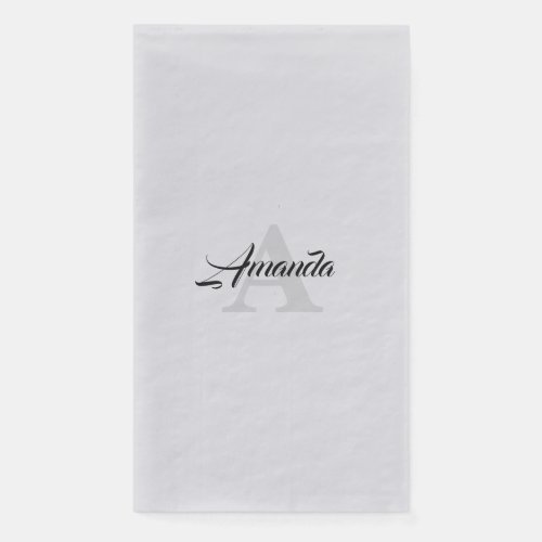 Custom Name Monogram Initial Simple Elegant Silver Paper Guest Towels