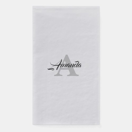 Custom Name Monogram Initial Simple Minimal Silver Paper Guest Towels