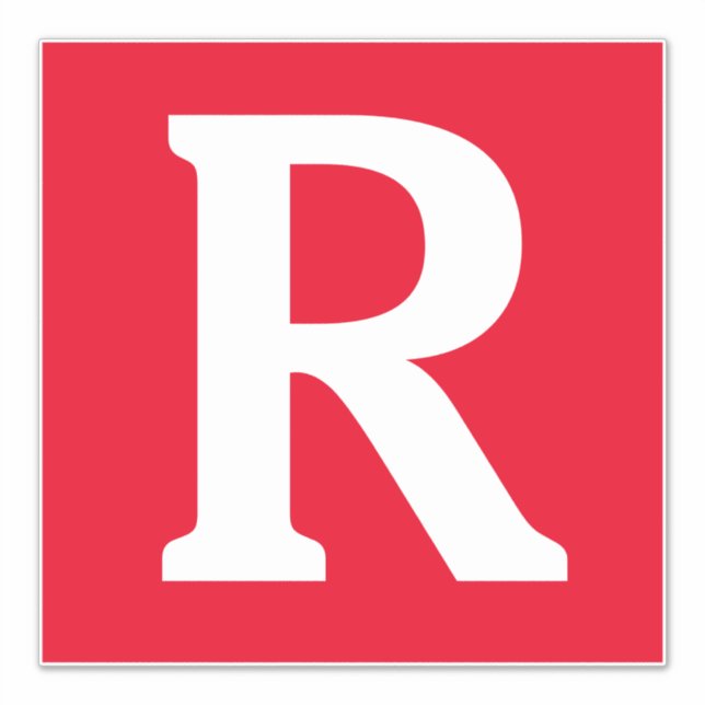 Custom Name Monogram Initials Red White Bold Sticker (Front)