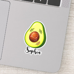 Custom Name Monogram kawaii Cute Avocado Teacher Sticker