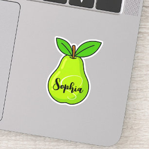 Custom Name & Monogram   Kawaii Cute Pear Teacher Sticker