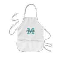 Custom name monogram kids baking apron