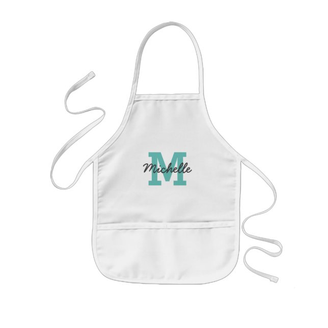 Custom name monogram kids baking apron (Front)