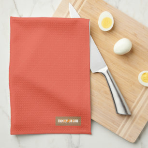 Custom name monogram modern red stylish diamonds kitchen towel