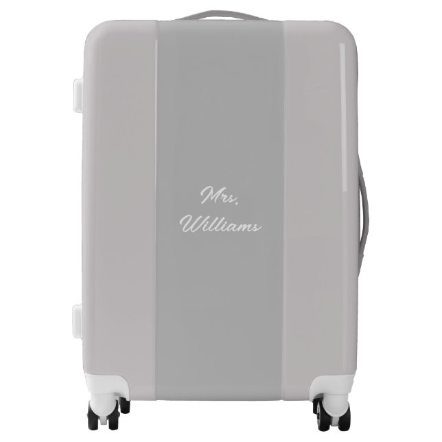 Custom Name Monogram Mrs Wife Grey Gray Elegant Luggage (Front)