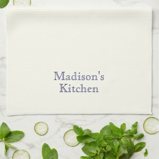 Custom Name monogram navy blue ivory family bakery Kitchen Towel (Folded)