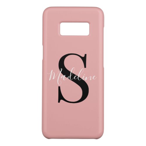 Custom Name Monogram on Pretty Pastel Rose Blush Case_Mate Samsung Galaxy S8 Case