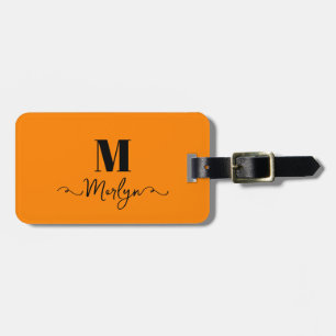 Custom Name Monogram Orange Valentine's Day Gift Luggage Tag