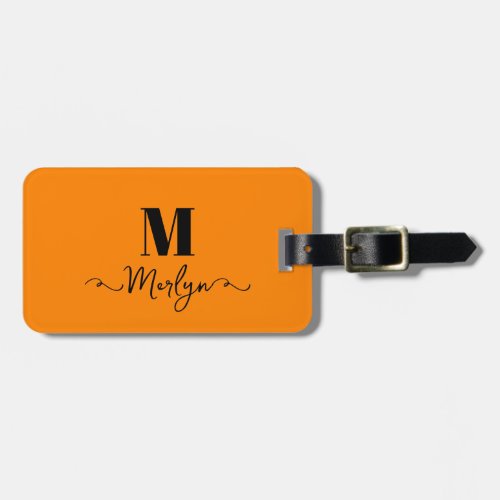 Custom Name Monogram Orange Valentines Day Gift Luggage Tag