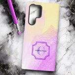 Custom Name Monogram Pastel Chic Watercolor Samsung Galaxy S22 Ultra Case<br><div class="desc">This chic case features pink, yellow, purple, and blue pastel watercolor with a double purple framed name and initial letter monogram.Personalize the templates with a name and initial or remove the one or the other text. This trendy case can make a great gift for any occasion and you can select...</div>