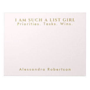 Custom Name Monogram Pastel Pink Gold Minimalist Notepad