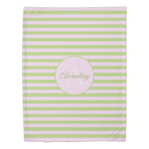 Custom Name Monogram Pastel Pink Green Striped