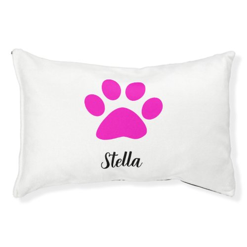 Custom Name Monogram Paw Print Patterns Pink Girly Pet Bed