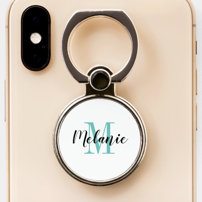 Custom name monogram phone ring holder gift idea (Close Up)