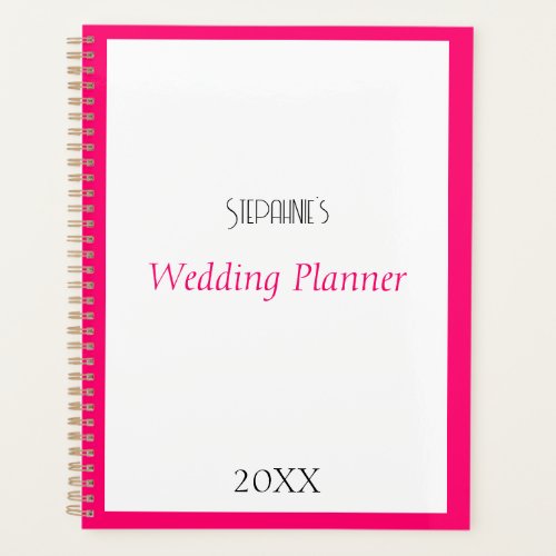 Custom Name Monogram Pink Trendy 2024 Wedding  Planner