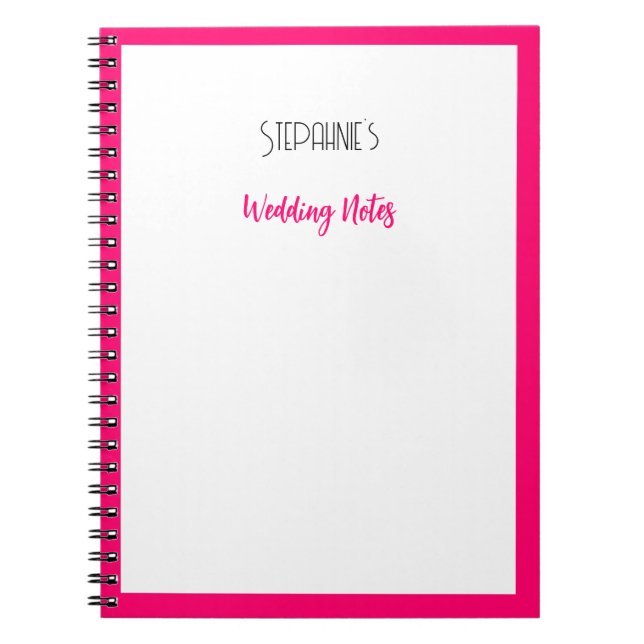 Custom Name Monogram Pink Trendy Cute Wedding  Notebook (Front)