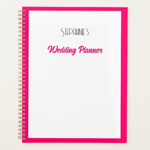 Custom Name Monogram Pink Trendy Cute Wedding  Planner