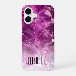Custom Name Monogram Purple Ombre Crystals iPhone 16 Case