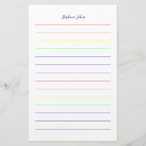 Custom Name Monogram Rainbow Colors Colorful  Stationery