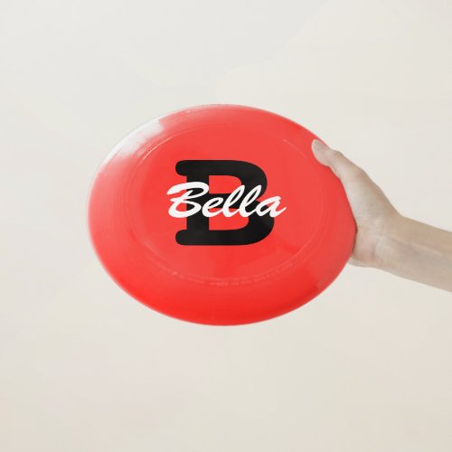 Custom name monogram red frisbee for pet dog