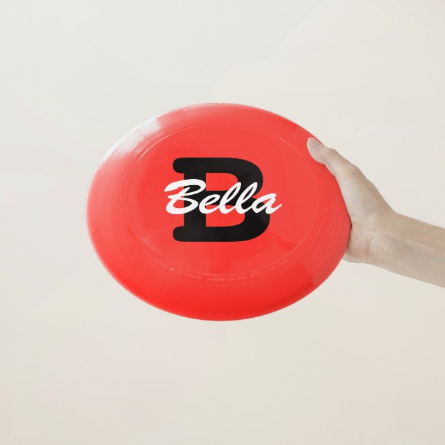 Custom name monogram red frisbee for pet dog (In Hand)