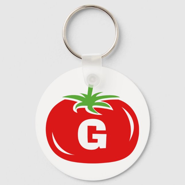 Custom name monogram red tomato keychains (Front)