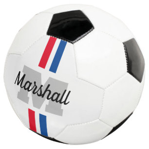 Custom name monogram striped soccer ball gift