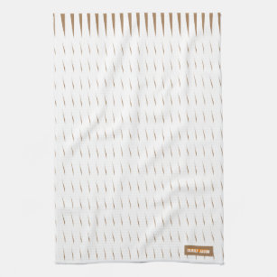 Navy / Beige / White Paper Stripes Kitchen Towel, Zazzle