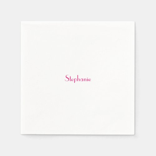 Custom Name Monogram Template Pink White 2023 Napkins