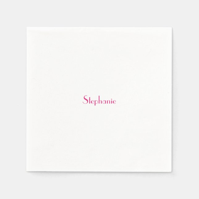 Custom Name Monogram Template Pink White 2023 Napkins (Front)