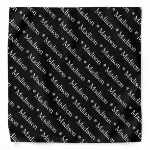 Custom name monogram text black white bandana