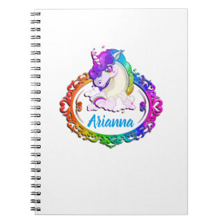 Custom Name Monogram Unicorn Rainbow Notebook