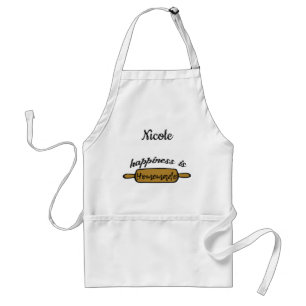 Custom Name Monogramed Happiness Homemade Pockets Adult Apron