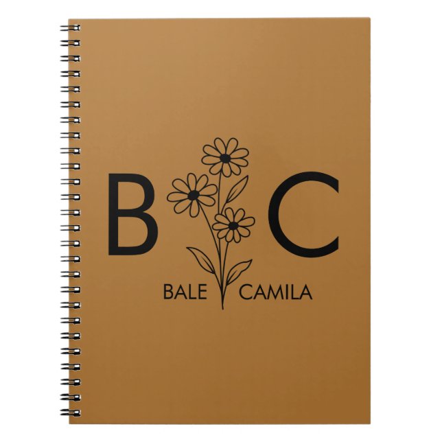 Custom name Monogrammed  Portfolio, Personalized  Notebook (Front)