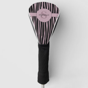 Custom Name Monogrammed Zebra stripes pattern Golf Head Cover