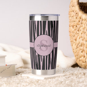 Custom Name Monogrammed Zebra stripes pattern Insulated Tumbler