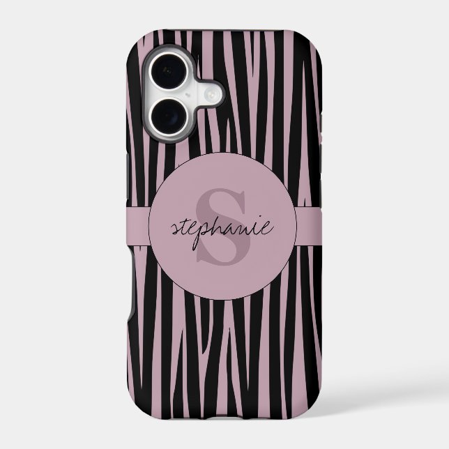 Custom Name Monogrammed Zebra stripes pattern Iphone Case (Back)