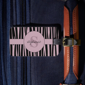 Custom Name Monogrammed Zebra stripes pattern Luggage Tag