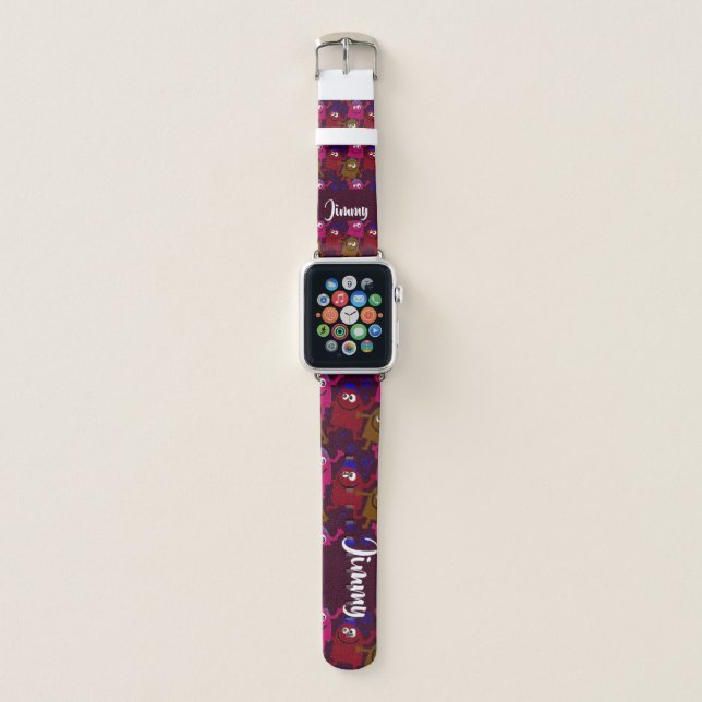 Custom name monsters pattern apple watch band (Front)