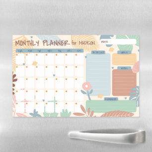 Custom Name Monthly Planner Magnetic Dry Erase Sheet
