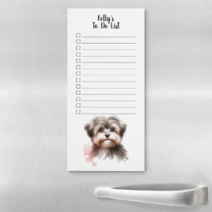 Custom Name Morkie Watercolor To Do List Magnetic Notepad