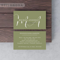 Custom Name Moss Sage Olive Green White Monogram